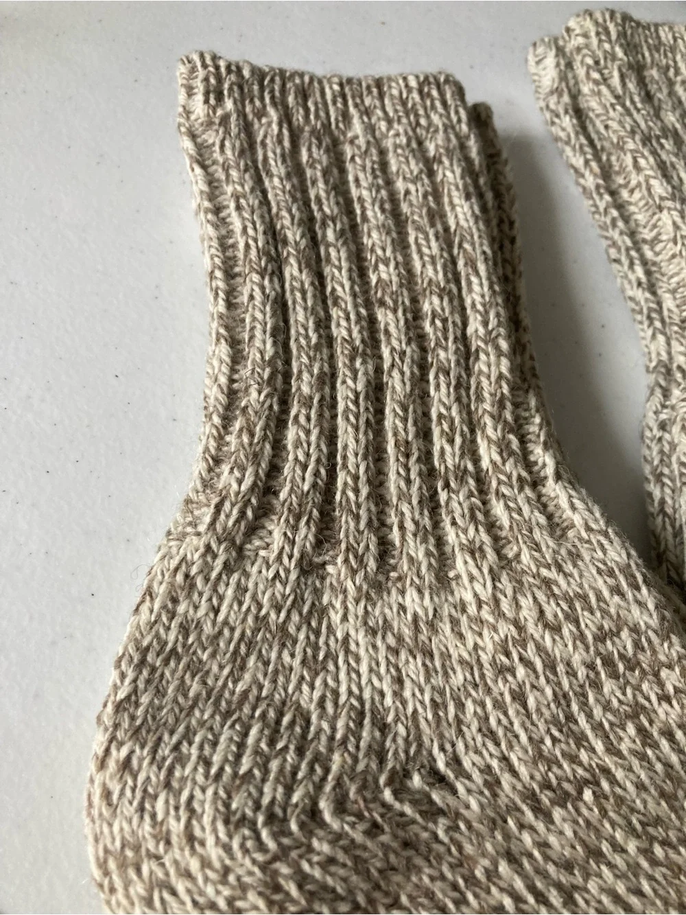 Men's Marled Crew Socks in Natural Beige